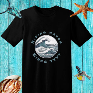 Reiten Wellen seitdem... blaue Farben Design T-Shirt