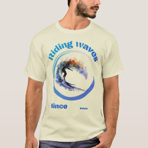 Reiten Wellen seitdem... lebhafte Farben Surfer De T-Shirt