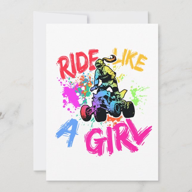 Reiten wie ein Girl Quad Bike ATV Rider Girl Einladung (Vorderseite)