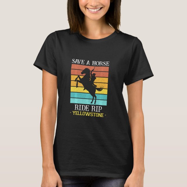 Reiten Yellowstone Montana Funny T-Shirt (Vorderseite)