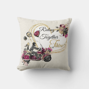 Reiten zusammen für Biker-Hochzeit-Kissen Kissen