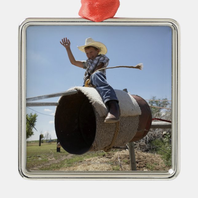 Reitener behelfsmäßiger Rodeostier des Jungen Ornament Aus Metall (Vorne)