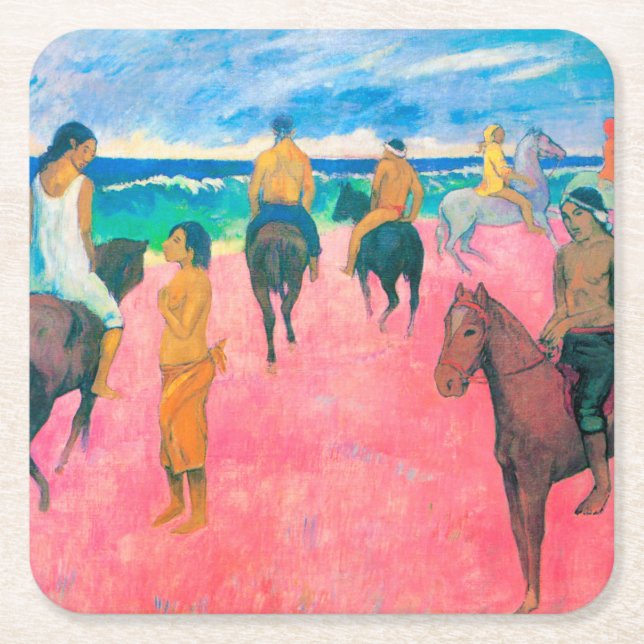Reiter am Strand, Gauguin Rechteckiger Pappuntersetzer (Vorderseite)