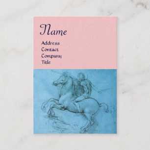 Reiter auf einer Pferdezucht-Monogramm, blau, rosa Visitenkarte