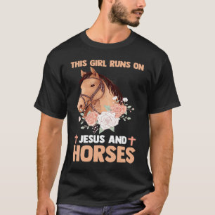 Reiter-Christin Dieses Mädchen Läuft Auf Jesus Und T-Shirt