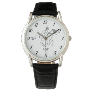 Reiter Dressur Reitsport Pferde Schwarz   Armbanduhr