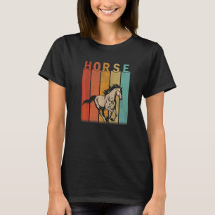 Reiter Frauen Kinder Niedliches Pferd Retro T-Shirt