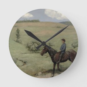 Reiter in einer Landschaft, 1894 (Öl an Bord) Runde Wanduhr
