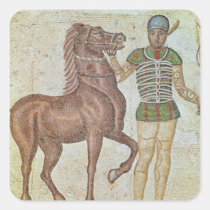 Reiter in Rennfarben Quadratischer Aufkleber