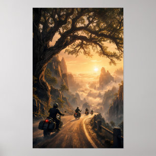 Reiter jagen die Morgendämmerung durch das Schweig Poster