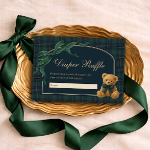 Reiter-Polo-Karo-Teddybär-Windel-Raffle Begleitkarte