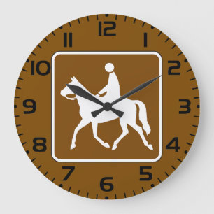 Reiter-Trail-Reitsilhouette-Symbol Große Wanduhr