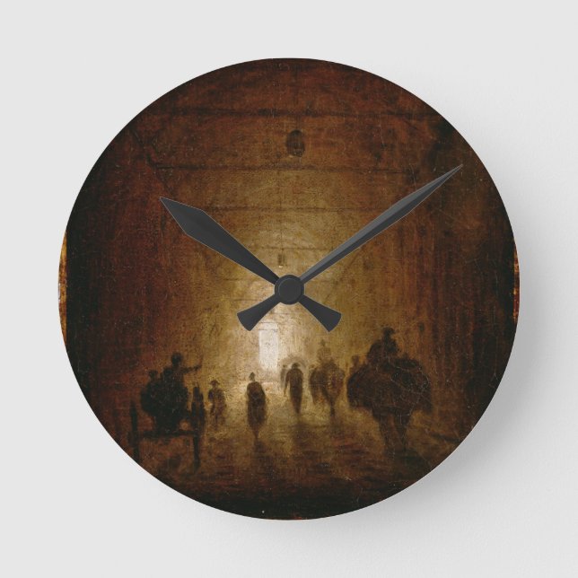 Reiter und Fußgänger, die durch ein gewölbtes P Runde Wanduhr (Vorderseite)