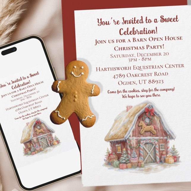 Reiter-Weihnachtsfeier  Einladung (Invite your boarders and clients to a festive barn open house with this charming Christmas invite!)