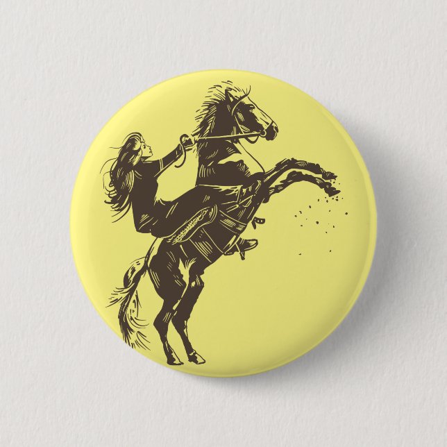 Reiterin - Reitpferd Button (Vorderseite)