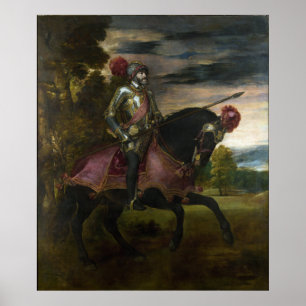 Reiterporträt von Charles V durch Titian Poster