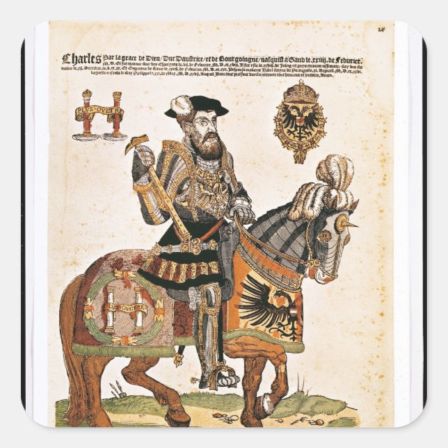 Reiterporträt von Charles V in der Rüstung Quadratischer Aufkleber (Vorderseite)