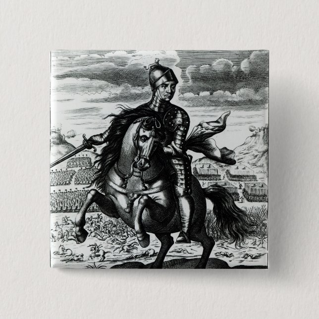 Reiterporträt von Oliver Cromwell Button (Vorderseite)