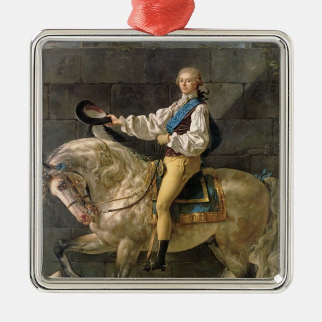 Reiterporträt von Stanislas Kostka Silbernes Ornament (Vorne)