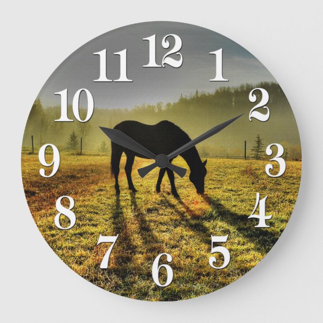 Reitfreunde Western Thema Pferdedesigner Geschenk Große Wanduhr (Vorderseite)