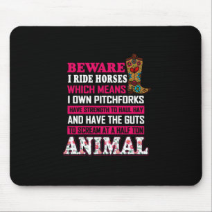 Reitgeschenk   Vorsicht bei Pferden Mousepad
