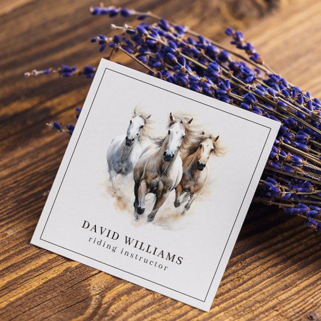 Reitlehrer | Wasserfarbe des Reitzentrums Quadratische Visitenkarte (Von Creator hochgeladen)