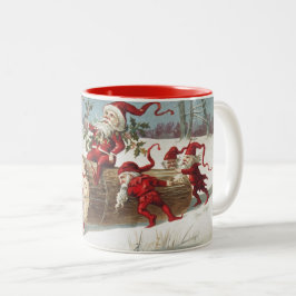Reitlog des Weihnachtsmanns als Elfen Push und Pul Zweifarbige Tasse
