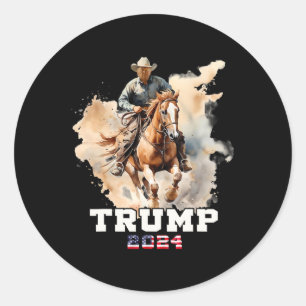 Reitpferd American Flag Cowboy Runder Aufkleber