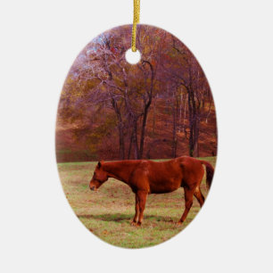 Reitpferd auf einem Grasfeld Keramikornament