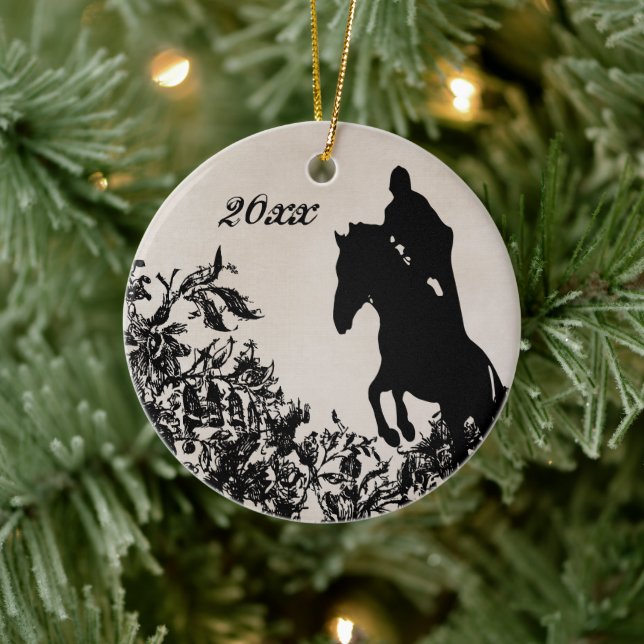 Reitpferd des personalisierten Paares Keramikornament (Baum)