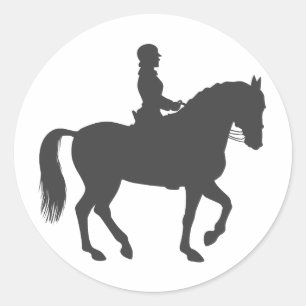 Reitpferd für weibliche Reiter - Farbe wählen Runder Aufkleber