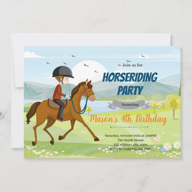 Reitpferd Geburtstag Einladung (Vorderseite)