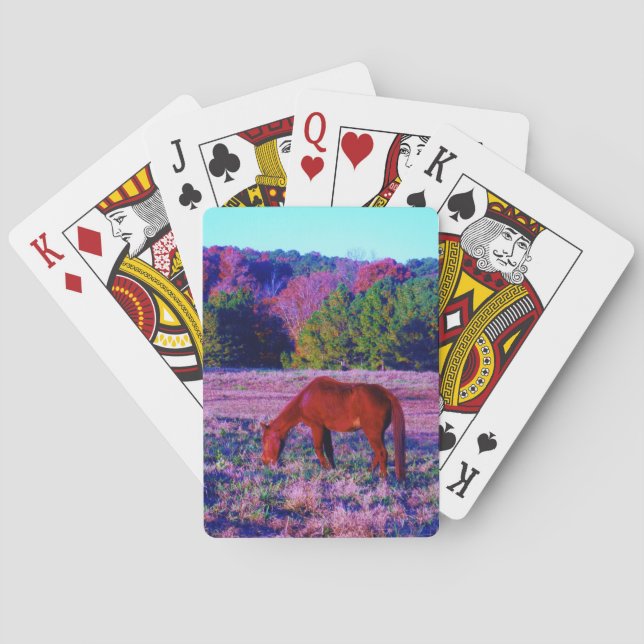 Reitpferd im Lila Gras Spielkarten (Rückseite)