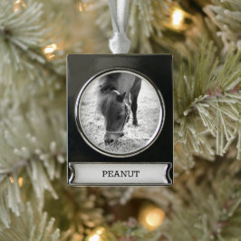 Reitpferd Lover FOTO NAME Keepake Banner-Ornament Silber