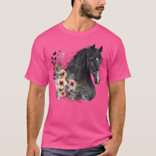 Reitpferd mit Blume T-Shirt