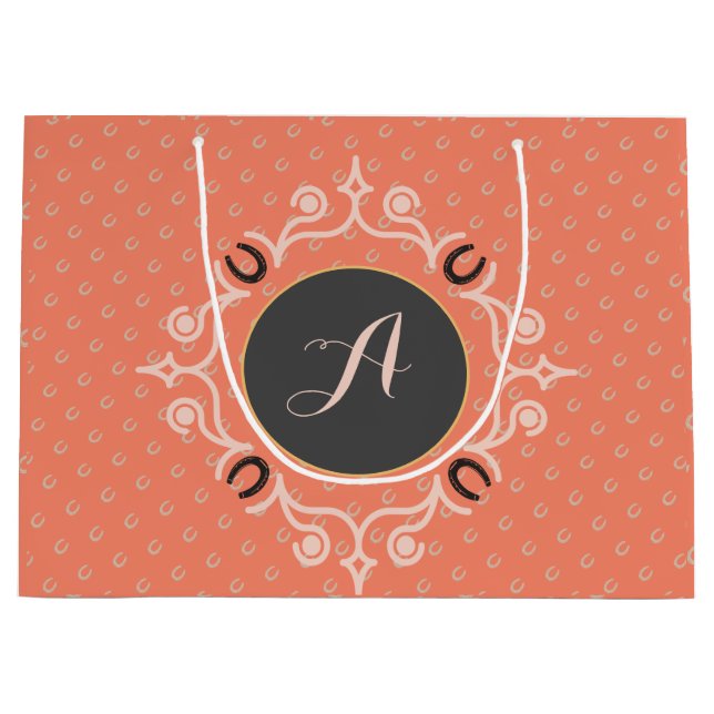 Reitpferd Monogram Große Geschenktüte (Vorderseite)