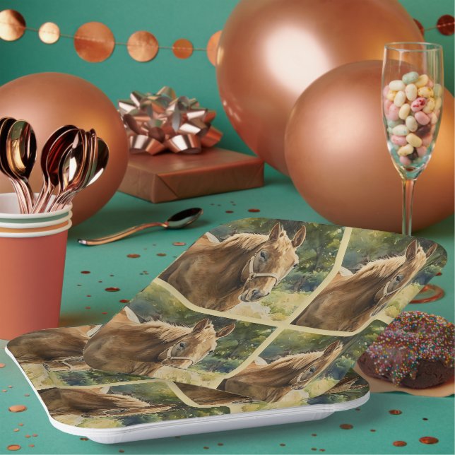 Reitpferd - Papierplatte Pappteller (Multi)
