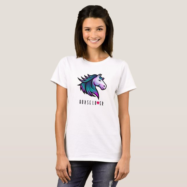 Reitpferd T - Shirt - Indigomane mit Herz-Touch (Vorne ganz)