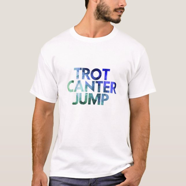 Reitpferd - Trot Canter Jump - Englischer Riff T-Shirt (Vorderseite)