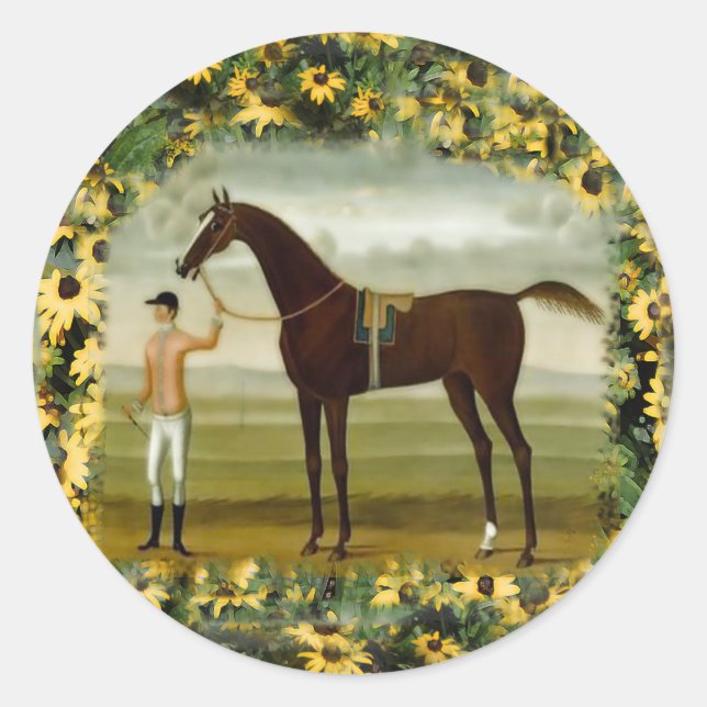 Reitpferd und Jockey-Aufkleber Runder Aufkleber (Vorderseite)