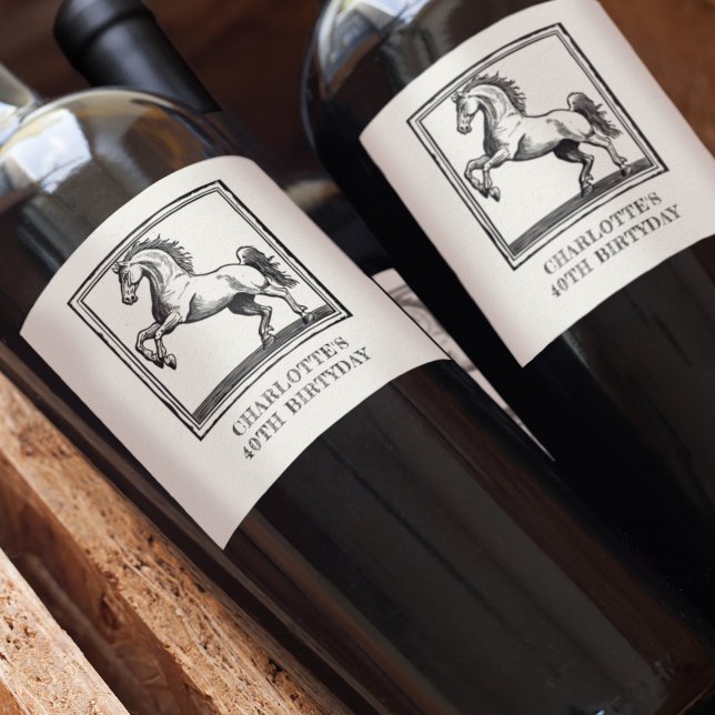 Reitpferd Vintag Weinetikett (Von Creator hochgeladen)