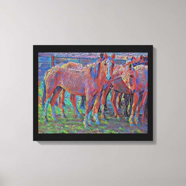 Reitpferde Abstrakte Kunst Leinwanddruck (Vorderseite)