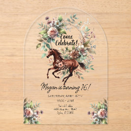 Reitpferde Blume Acryleinladungen