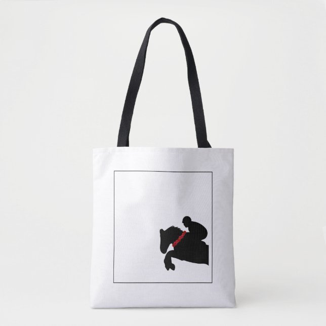 Reitpferde Silhouette Rote Rosen Tasche (Vorderseite)