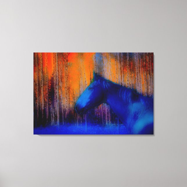 Reitpferde & Waldpferde - Moderne Kunst Leinwanddruck (Vorderseite)