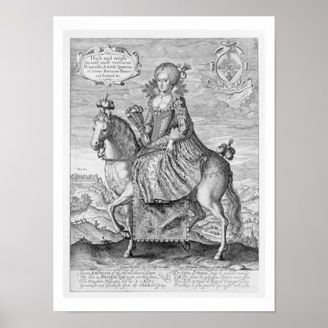 Reitportrait von Anne aus Dänemark (1574-1619) Poster (Vorne)