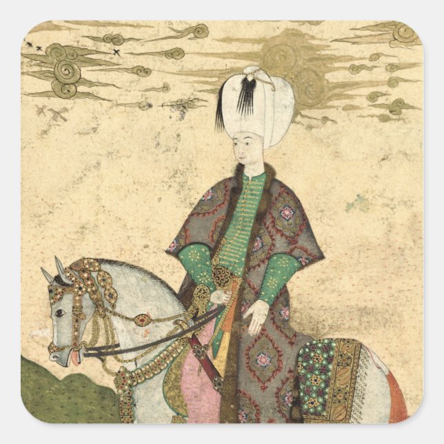 Reitportrait von Sultan Osman II 1618 Quadratischer Aufkleber (Vorderseite)