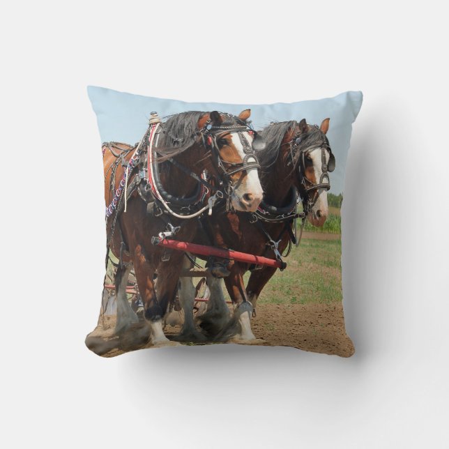 Reitsport Clydesdale Foto Kissen (Vorderseite)