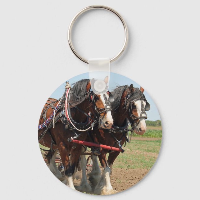 Reitsport Clydesdale Foto Schlüsselanhänger (Vorderseite)