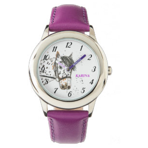 Reitsport Dressur Reiten Pferd Lila Armbanduhr